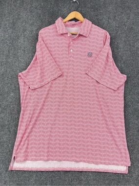 B Draddy Sport Red & White Country Club Preppy Golf Polo Men’s 2XL